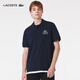 LACOSTE【七夕禮物】法國鱷魚男女同款通勤簡約純色Polo衫短袖|PH6395 166/藏青色 L/180