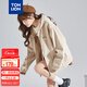 唐獅（TonLion）2025針織外套女休閑衛(wèi)衣開衫連帽上衣 加絨款/淺卡其 XL