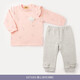 衣拉拉春秋款嬰兒圓領(lǐng)套裝0-1歲女童分體打底衣寶寶衣服新舒絨棉可外出 愛(ài)心派對(淺粉) 80碼(建議身高70-80cm)
