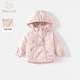 班喜迪女童棉服外套秋裝2025新款洋氣時(shí)髦寶寶連帽棉衣秋季童裝兒童棉襖 粉色 90 cm