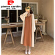 皮爾卡丹（pierre cardin）長(cháng)款針織開(kāi)衫女春秋外搭披肩早秋新款上衣寬松慵懶風(fēng)薄款毛衣外套 杏色 均碼