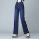 婕米兒牛仔褲女加絨寬松高腰彈力顯瘦休閑直筒窄版闊腿牛仔2025秋冬新款 深藍- 常規 四季款 29