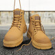 樵柯男鞋工地干活防水耐磨春季加絨厚底登山耐磨高幫馬丁棉靴子男 RF-M1黃色 42