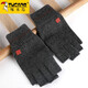 啄木鳥(niǎo)半指手套男秋冬季保暖防寒騎行開(kāi)車(chē)露指半截漏指毛線(xiàn)男士羊毛手套 zmnjd-stWLB58-炭黑-男款
