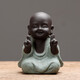木客 創(chuàng)意精品宜興茶寵小和尚彩砂可愛(ài)佛精品紫砂茶玩小沙彌茶具配件精美擺件家居裝飾書房書架擺設(shè) 彩砂陶-布施