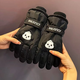 目丸滑雪手套女士冬季保暖加絨加厚可愛(ài)防寒可觸屏騎行電動(dòng)車(chē)棉手套男 黑色