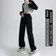 清迎工裝休閑褲褲子女2025夏季新款辣妹高腰闊腿褲寬松速干運(yùn)動(dòng)褲 黑色秋季常規(guī)款(秋季梭織面料) XL