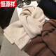 恒源祥圍巾女新年紅~100澳洲羊毛2025冬季保暖雙面情侶針織圍脖披肩 148克100%澳毛/米白色 160*30