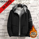 帝歐萊夫夾克男秋季男裝外套衣服潮流加絨男士棒球服休閑男生秋冬款夾克男 黑色(加絨) 5XL