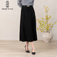 名師路優(yōu)雅半身裙冬季新款舒適顯瘦復古高腰純色百搭垂感毛呢A字裙 黑色88 2XL