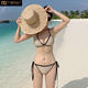 莫代爾泳衣女性感比基尼聚攏胸綁帶三點(diǎn)式顯瘦分體三角ins度假溫泉泳裝 圖片色 XL