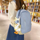 睿昂 韓版學(xué)院風(fēng)初中生高中生大學(xué)生女生書(shū)包女原宿風(fēng)雙肩背包電腦包 藍拼黃 帶開(kāi)心鴨掛件
