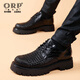 奧爾彼（ORP）【活動(dòng)中】秋冬季皮鞋男透氣休閑內增高鏤空男鞋商務(wù)正裝男士涼鞋 黑色【內增高】 40