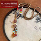 韓萊緹（HANLAITI）民族風(fēng)復(fù)古檀木串珠菩提吊墜長款項(xiàng)鏈女新中式古風(fēng)國風(fēng)感配飾 金剛蓮花菩提