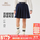 英氏（YEEHOO）女童裙子兒童半身裙中大童裝短裙學(xué)院風(fēng)運動(dòng)休閑秋裝 深藍 140