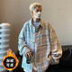 百鵲亭毛呢外套男2024秋冬季高級(jí)感格子襯衫外套男寬松加絨翻領(lǐng)夾克男 300藍(lán)色 【常規(guī)款  面料升級(jí)】 XL