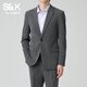 班尼路S&K系列男士韓版修身西服外套新郎結婚禮服商務(wù)正裝休閑小西裝男 深灰【單外套】 2XL 【建議140-155斤】