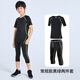 迪卡兒童籃球短袖緊身衣訓練服夏季男童運動(dòng)短袖套裝T足球打底七分褲