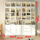 天迎純白鋼制書(shū)柜書(shū)架家用儲物柜客廳防塵儲物柜玻璃展示柜落地組合架 純白2200寬組合書(shū)柜