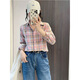 HERAGAIA100%純棉格子襯衫女2025春秋季新款磨毛長(zhǎng)袖上衣服百搭打底襯衣 15號(hào)色 秋冬磨毛款 2XL （建議110-125斤）
