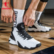 喬丹（QIAODAN）男鞋夏季籃球鞋耐磨防滑男士高幫實(shí)戰球鞋減震春夏訓練運動(dòng)鞋子男 白色/黑色 42