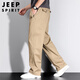 JEEP SPIRIT吉普休閑褲男春夏季直筒工裝褲子男士寬松棉彈男褲 土黃色 3XL