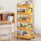 樂(lè )活時(shí)光廚房落地置物架多層移動(dòng)小推車(chē)置物架蔬菜收納家用零食架儲物架 5層檸檬黃【豪華款】