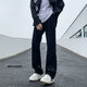 GQWWQX美式cleanfit褲子男春秋季黑色小眾直筒牛仔褲歐美高街vibe微喇褲 K2301黑色 L