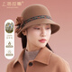 上海故事純羊毛帽子女秋冬季保暖毛呢禮帽復古簡(jiǎn)約民族風(fēng)疊花漁夫帽 駝色