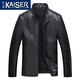 凱撒（KAISER）真皮夾克男真皮皮衣男綿羊皮立領(lǐng)商務(wù)休閑干部裝爸爸羽絨服男 薄款 L (170) (適合110-130斤)