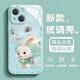 虎克船長(cháng) 適用蘋(píng)果15手機殼iPhone15ProMax保護套玻璃殼可愛(ài)超薄防摔鏡頭全包高級感男女款 蘋(píng)果15【淡青色-夾克背包兔】配鋼化膜