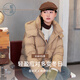 紫涵（ZIHAN）任敏同款紫涵短款連帽羽絨服24年冬季新款皮絨拼接保暖鴨絨面包服 卡其 S