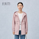 菲妮迪品牌風(fēng)衣2025春季新款簡(jiǎn)約休閑風(fēng)連帽耐皺中長(cháng)款時(shí)尚外套女 粉色 S