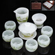 器美優(yōu)品 茶具 琺瑯彩琉璃茶具套裝玉瓷加厚蓋碗茶杯公道杯整套茶具茶道 千里江山琉璃蓋碗套組 10頭