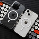 米斯登蘋果iPhone15ProMax手機殼14光柵透明條紋13保護套行李箱簡約晶透大孔硬殼金屬按鍵 透明磁吸款【光柵條紋殼】 iPhone15