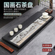 石福記石頭茶盤國(guó)畫石烏金石茶臺(tái)整塊天然原石茶托輕奢簡(jiǎn)約家用辦公石盤 尺寸：80*35*3（cm）單茶盤