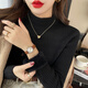 歐芙倫加絨針織衫女毛衣半高領(lǐng)秋冬加厚保暖內搭一體絨白色打底衫女上衣 黑色 均碼