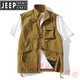 JEEP SPIRIT美式速干立領工裝馬甲男夏季無袖外搭感寬松ins運動背心 咖啡色 L