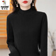 啄木鳥(niǎo)棉線(xiàn)針織衫女2025秋冬新時(shí)尚女裝打底加厚半高領(lǐng)毛衣女內搭線(xiàn)衫 黑色 3XL 150-160斤