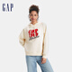 GAP女裝碳素軟磨抓絨毛巾繡logo連帽衛衣上衣604317 象牙白 160/80A(S)亞洲尺碼