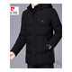 皮爾卡丹（pierre cardin）中青年冬季新款時(shí)尚男士中長(cháng)款棉服連帽保暖加厚款男裝大碼外套 黑色 (印花升級) 2XL （125-145斤）