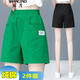 尚濤休閑短褲女夏季新款韓版寬松學(xué)生高腰褲子熱褲闊腿褲女 綠色+黑色(2件裝） XXL 建議110-120斤
