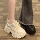 復古老爹鞋女新款潮ins百搭網(wǎng)面運動(dòng)鞋女學(xué)生小個(gè)子厚底增高鞋子 米白色 37