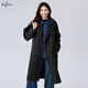 伊芙麗（eifini）駝絨蠶絲經(jīng)典雙排扣直筒雙面毛呢羊毛大衣女2024冬季新款外套 深灰 M /160/84A