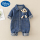 迪士尼（Disney）嬰兒衣服超萌牛仔連體衣秋裝秋冬款時(shí)尚男女寶寶春秋a類(lèi)哈衣爬服 藍色 80cm 80