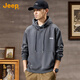 JEEP2025春季新款男士連帽衛(wèi)衣男休閑寬松長袖套頭刺繡T恤上衣服
