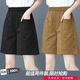 純伊香純棉工裝短褲女夏季寬松闊腿中褲高腰港味運(yùn)動(dòng)五分褲休閑a字外穿 黑色+焦糖 2XL 【建議140-160斤】