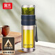 富光泡茶師雙層玻璃水杯隔熱透明茶水分離泡茶杯辦公商務(wù)男士便攜杯子 深藍色240ml 240ml