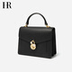 HR赫蓮娜凱莉包女手提包女通勤梅花鎖扣時(shí)尚女包手提挎包女生日禮物 黑色