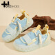 OTZSHOES丑萌休閑鞋女春秋情侶拼色小清新百搭冰山果凍板鞋 藍(lán)/黃 39 